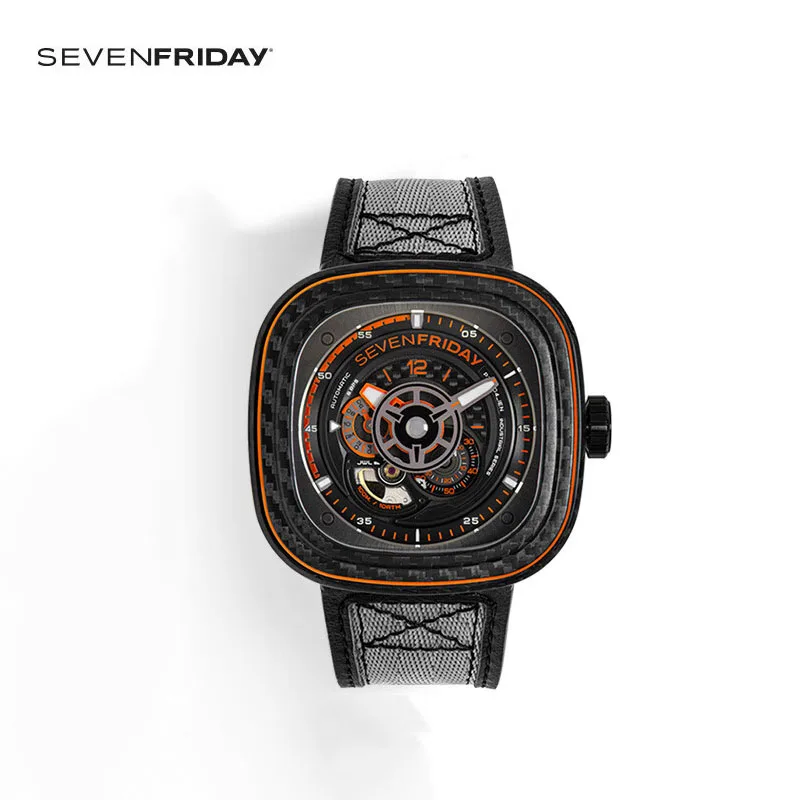 Orologio Sevenfriday Orologio Meccanico Automatico Da Uomo In Fibra Di Carbonio Serie P Orologio Da Uomo E Da Donna Impermeabile P3C/09 Marchio Di Lus