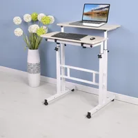60cm Adjustable Height Stand Up Laptop Desk Computer Standing Desk with Rollers Stand Up Laptop Desk Laptop Computer Stand Desk 2