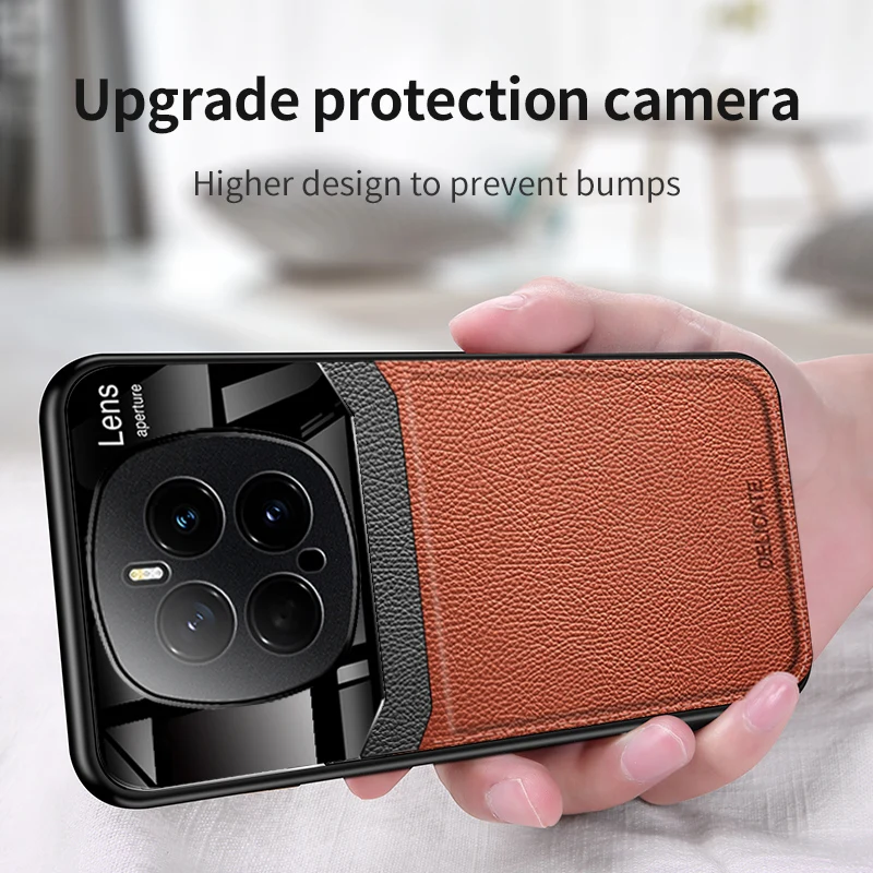 Luxury PU Leather and Hard PC Lens Protective Back Cover Case