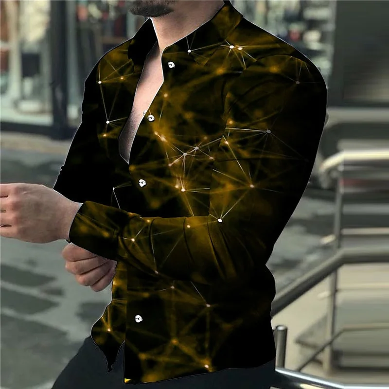 Long Sleeve Shirt Men Casual Shirt Fashion men's long sleeved shirt trend design Starry Sky Luxury shirts Men's social street casual shirt Lapel long sleeved