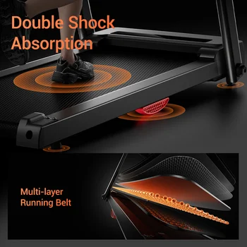 3.0HP Brushless Foldable Home Treadmill | 300LB Capacity | HR Monitor & Dual Shock Absorption | Cup/Phone Holder | Quiet Design 4