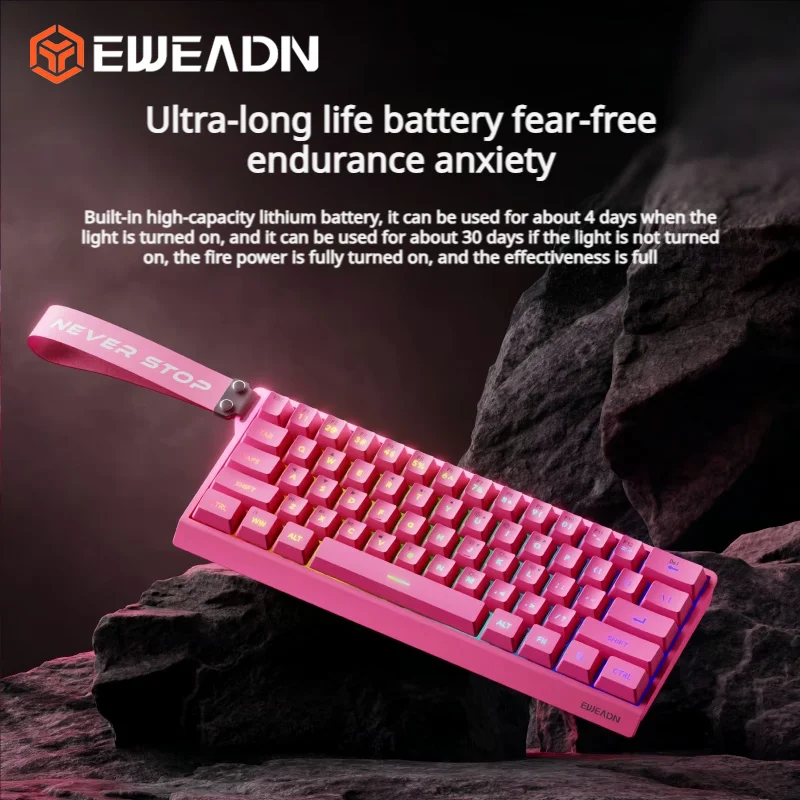 EWEADN F61 61키 커스텀 기계식 키보드 3모드 BT 2.4G 유선 핫스왑 RGB 백라이트 휴대용 게이밍 키보드