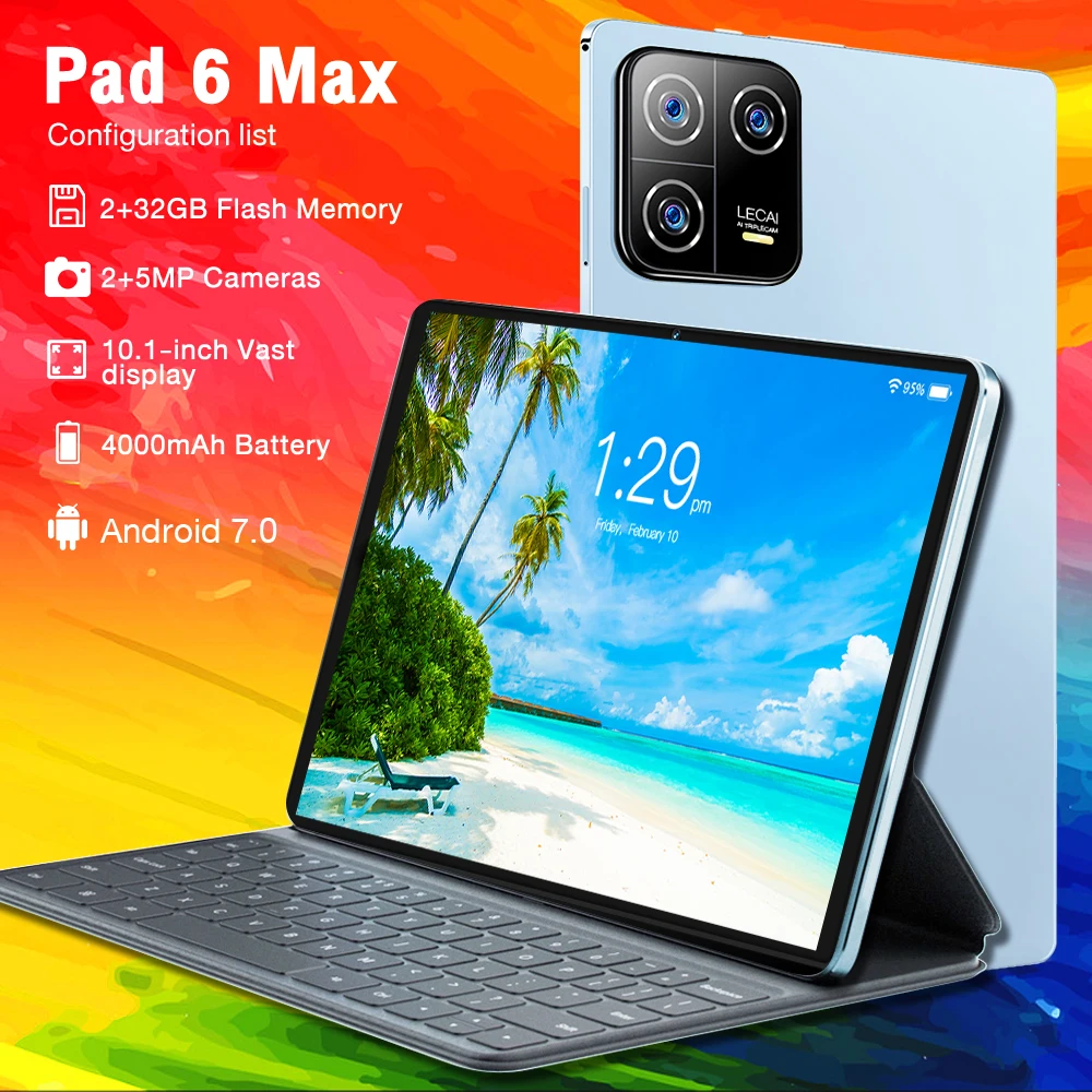 

Pad 6 Max 10.1 inch Smart Tablet 3G Callable Tablet Quad-core 2GB+32GB Dual SIM Standby For Children Students 4000mAh Battery