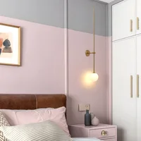 Post Modern Wall Light Fixtures Minimalist Sconces Long Metal Pipe Wall+lamps for Living Room Bathroom Light Led Glass Ball Deco 2