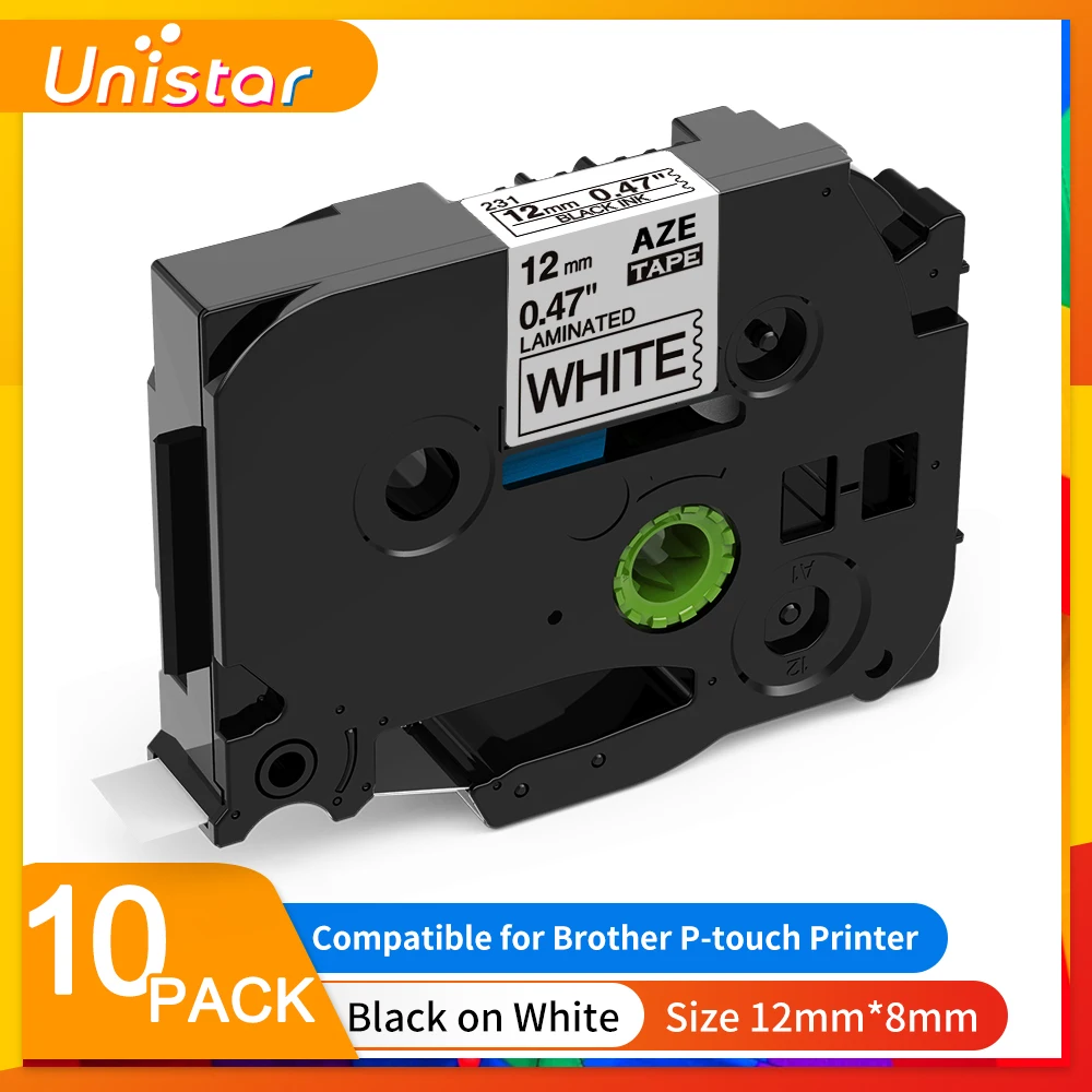 10PCS Compatible for Brother p-touch Label Maker Pth110 Ptd200 Label Printer E1000PRO Label Tape 12mm tze231 tze221 131 211 241