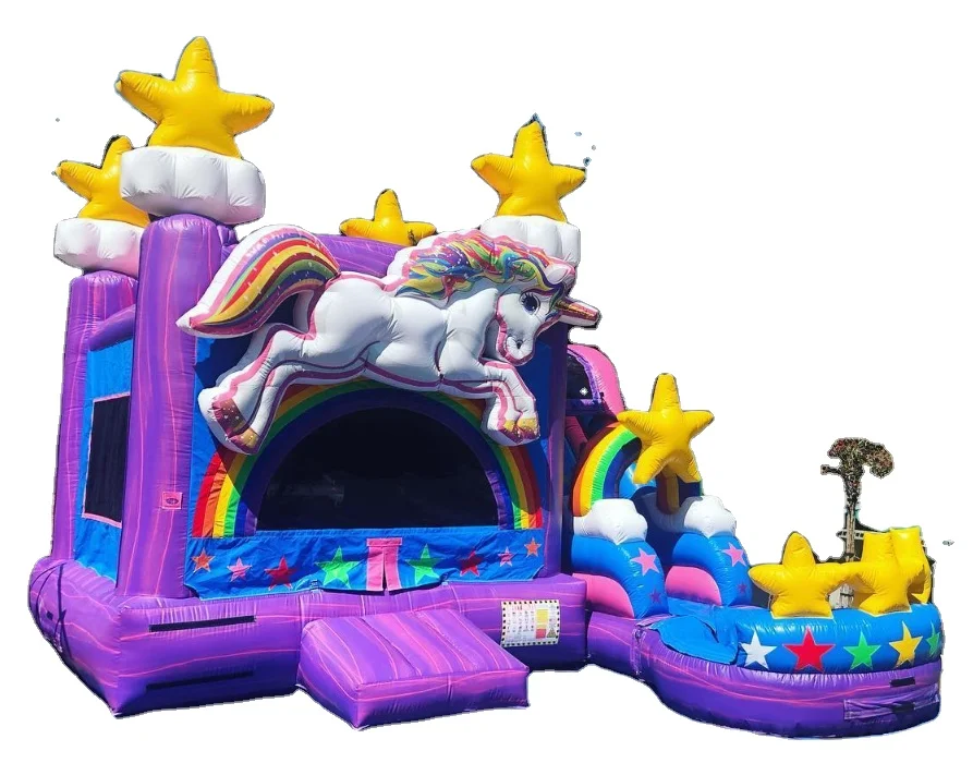 Commercial Inflatable unicorn Bounce House 5 IN1 slide combo jumping castle Inflatable Bouncer Combo For Party Business 1