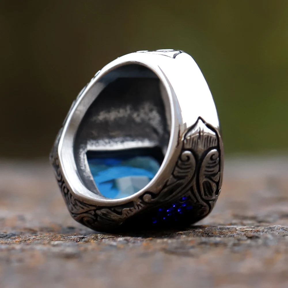 316L Stainless Steel Turkish Stone Ring CZ Ring for Men Unique Design Jewelry Gift finger ring stainless steel ring