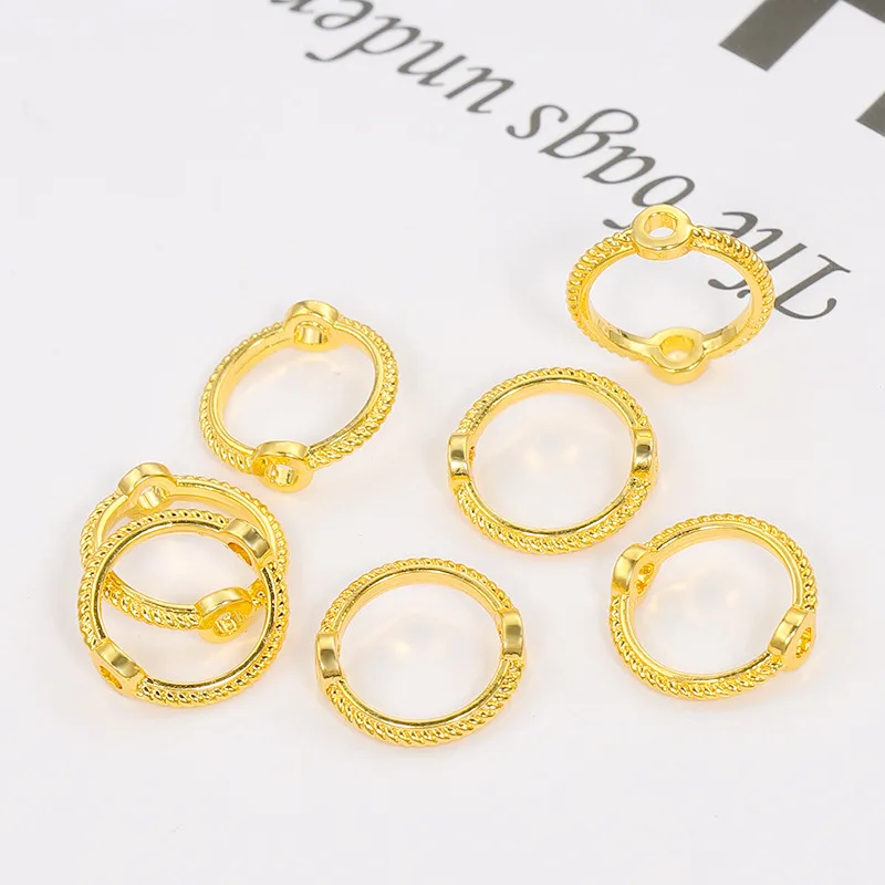 10 stücke 18 Karat vergoldet Messing Doppel loch Perle runde Rahmen Links Anschlüsse für DIY Perlen Armband Halskette Schmuck herstellung – Detail 3