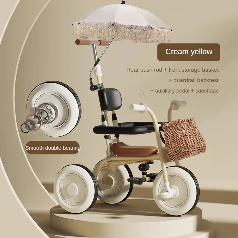 Multifunctional Children's Tricycle Lightweight Bicycle Three-wheeled Baby Stroller Baby Bicycle Can Be Pushed or Ridden