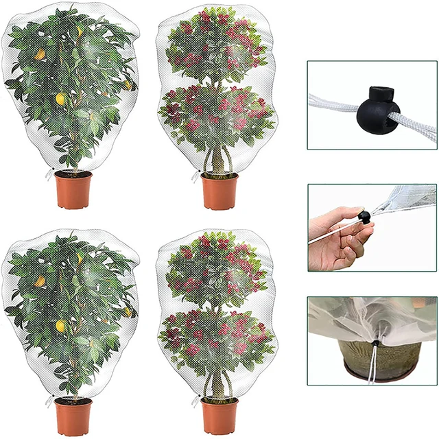 Plant Mesh Cover Breathable Drawstring Fruit Tree Netting Bag Vegetable Crop Protection Bag Anti-Bird Pest Control Plant Barrier 2