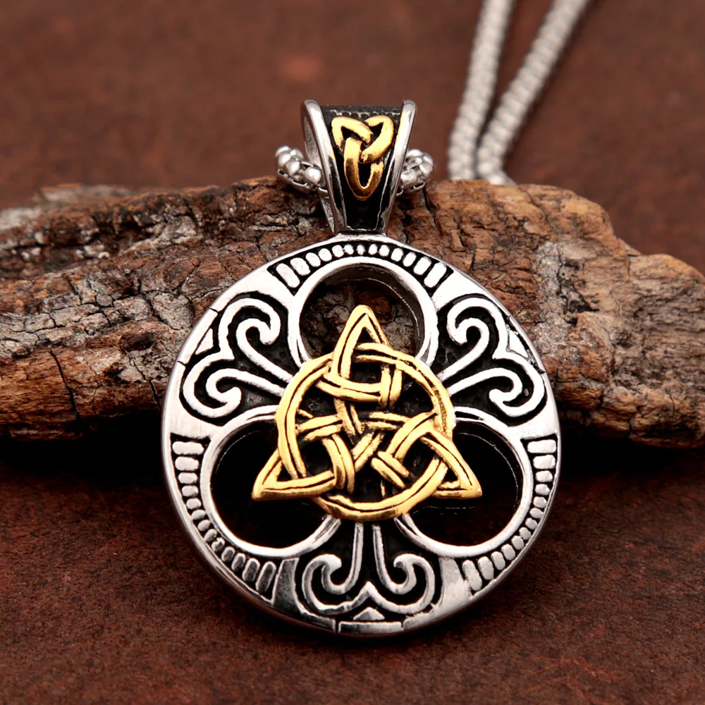 Mens Irish Celtic Knot Cross Pendant Necklace Stainless Steel Chain Silver  Gift | eBay