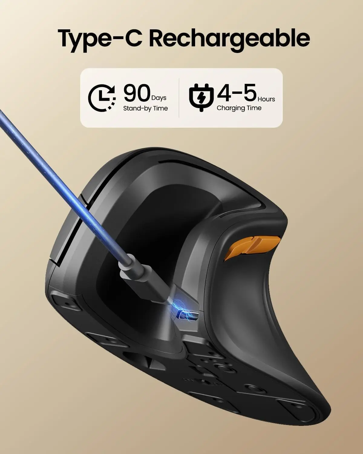 Uineer Mouse verticale wireless, Mouse ergonomico wireless 2,4 GHz, 3