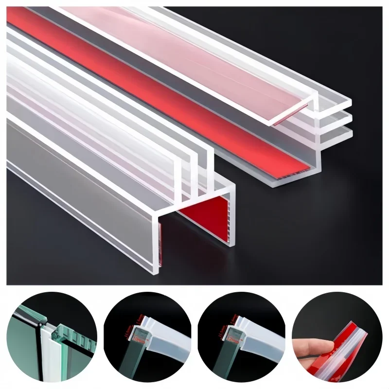 1roll selfadhesive Shower Stall Seal Frameles Glass Door Sealing Strip Weatherstripping Draft Stopper Rubber Transparent Sealing
