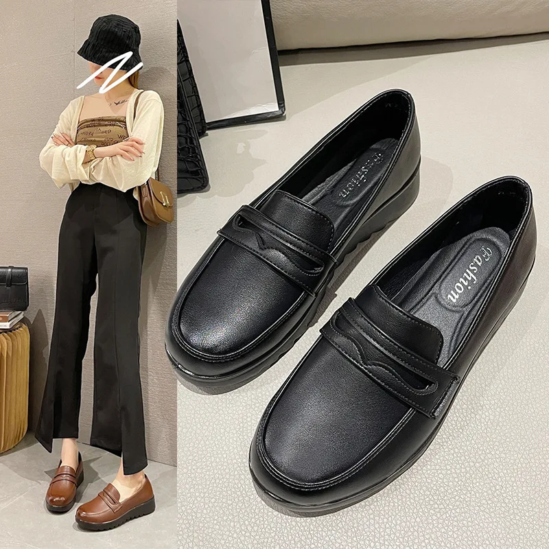 

Мягкая Повседневная Женская Осенняя женская обувь, осеннее платье, бабушка, летняя модная обувь из искусственной кожи на шнуровке, на плоской подошве, для отдыха, однотонная Резина