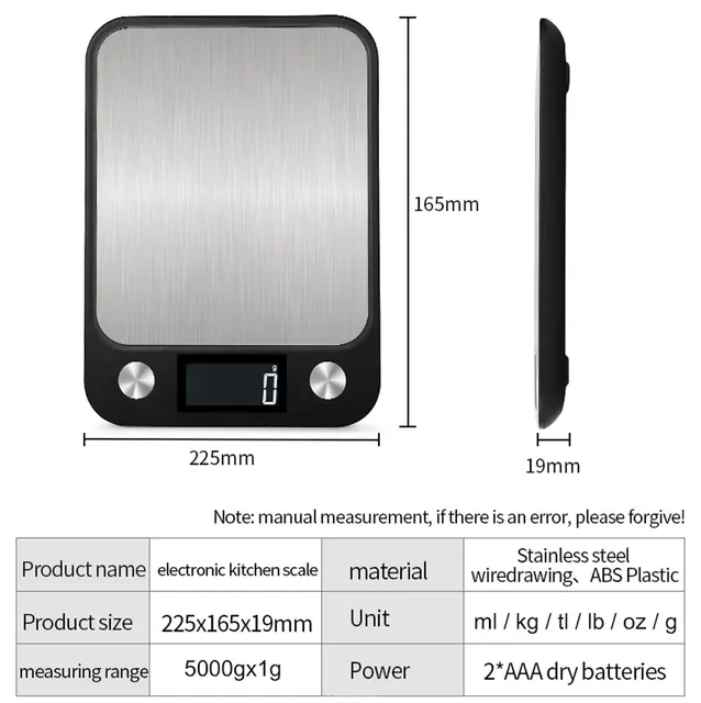 Kitchen Scale 15Kg/1g Weighing Food Coffee Balance Smart Electronic Digital Scales Stainless Steel Design for Cooking and Baking 4