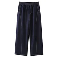 Fashion Plus Size Women's Jeans Autumn Style High Waist Bright Line Lyocell Denim Straight Leg Pants 8593