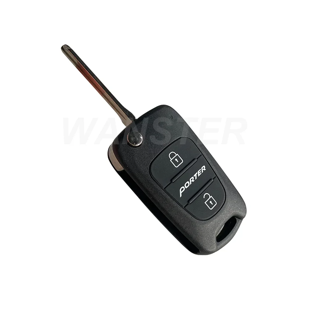 2 Key Botton car key blank remote Housing Case Fob Cover Shell for Hyundai Porter Remote Rubber Pad Logo Sticker Folding Blade