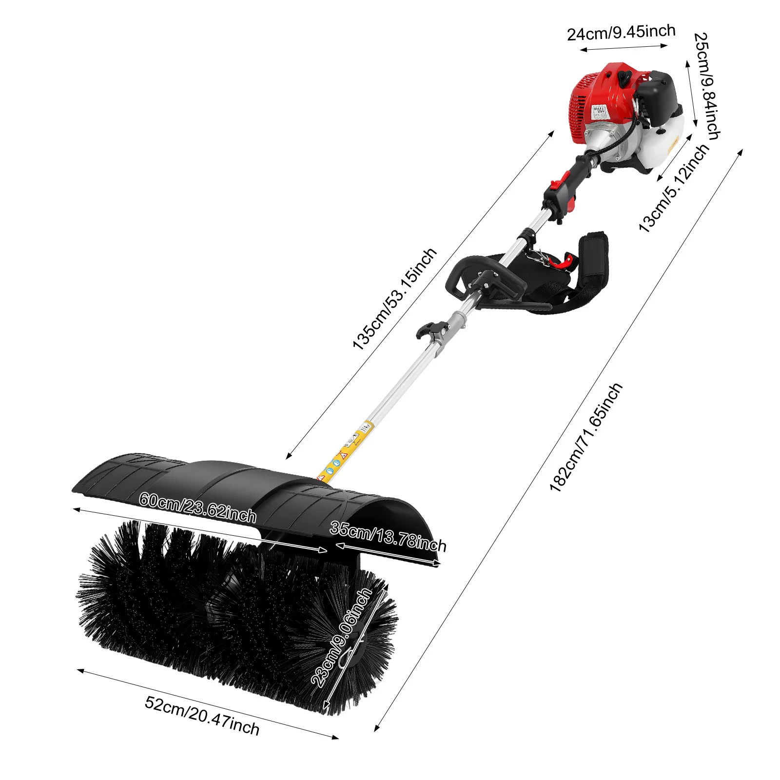 1,7 kW 52cc Benzinbetriebener Kehrbesen, Benzin-Kehrmaschine, Kunstrasenbürste für Rasenflächen, Straßen, Bauernhöfe – Detail 8