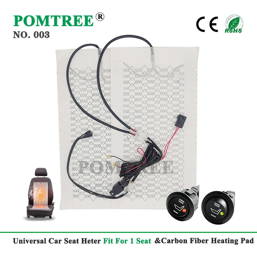 Universal 12V Carbon Fiber Car Seat Heater Kit Round Switch Cushion Set Car Seat Heat Pads Winter Warmer Covers Set