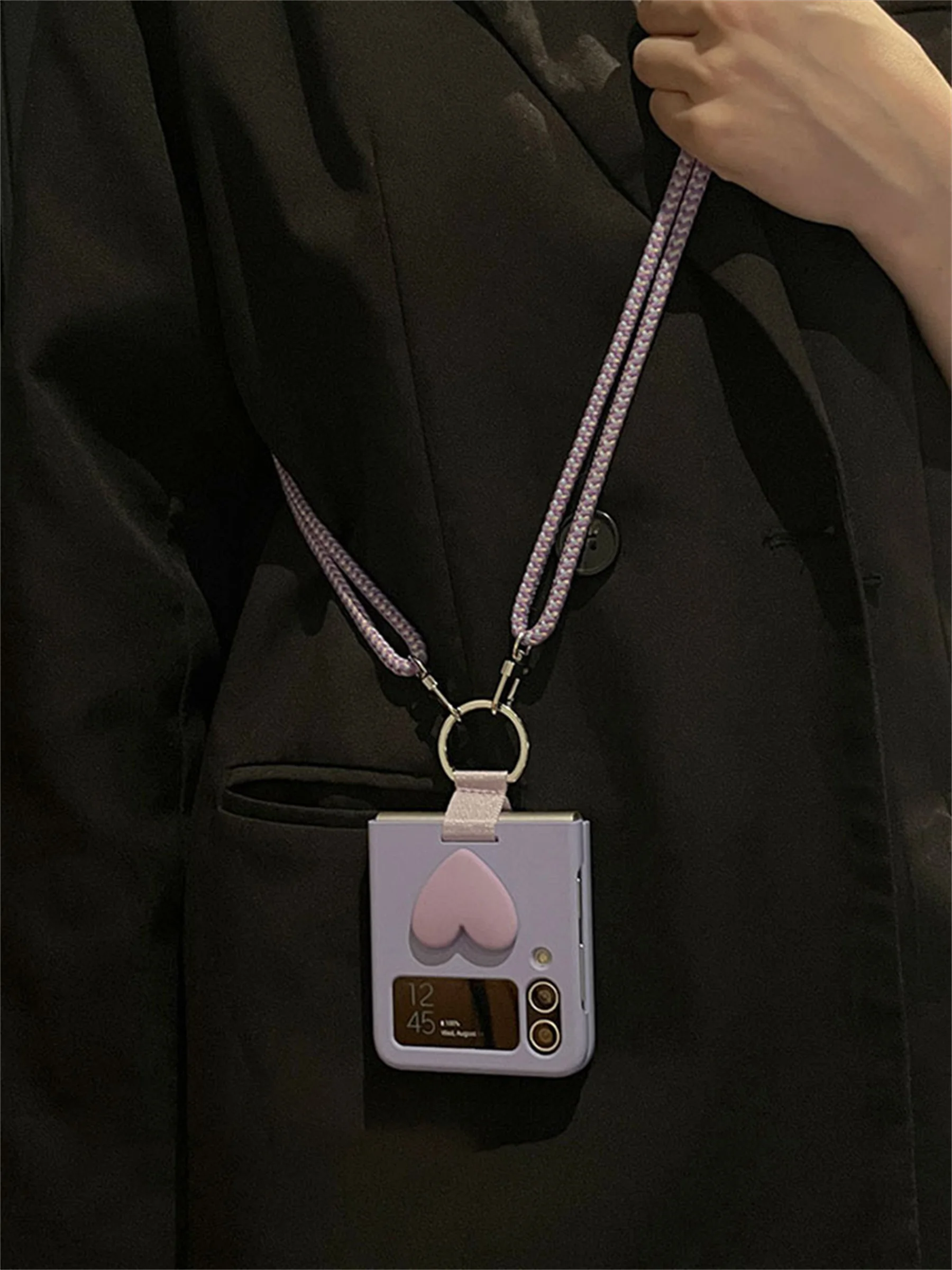 Luxury Crossbody Lanyard Necklace Strap Shoulder Chain Heart Solid Color Phone Case