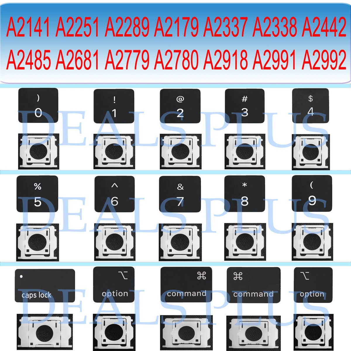 Новый индивидуальный номер от 0 до 9 клавиш + шарнир для Macbook A2141 A2251 A2289 A2179 A2337 A2338 2442 A2485 A2681 A2779 A2780 A2918 ремонт