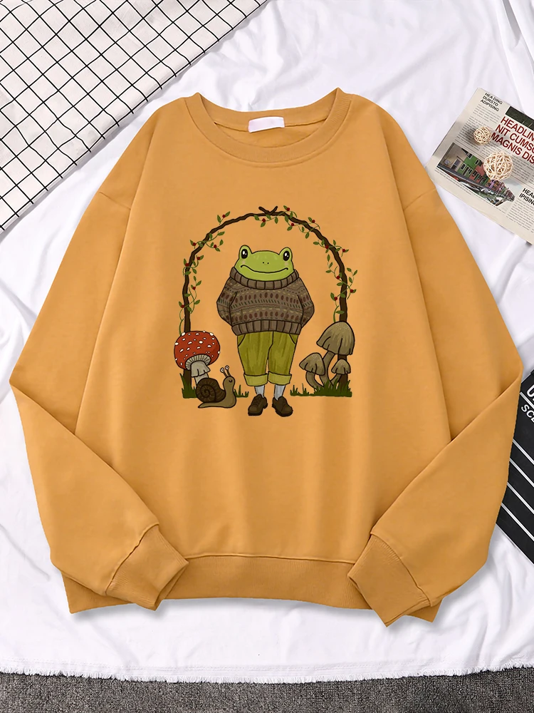 

Dark Academia Aesthetic Goblincore Frog In Hipster Costume Women Sweatshirt Personality Soft Hoodies Street Oversize Female Tops
