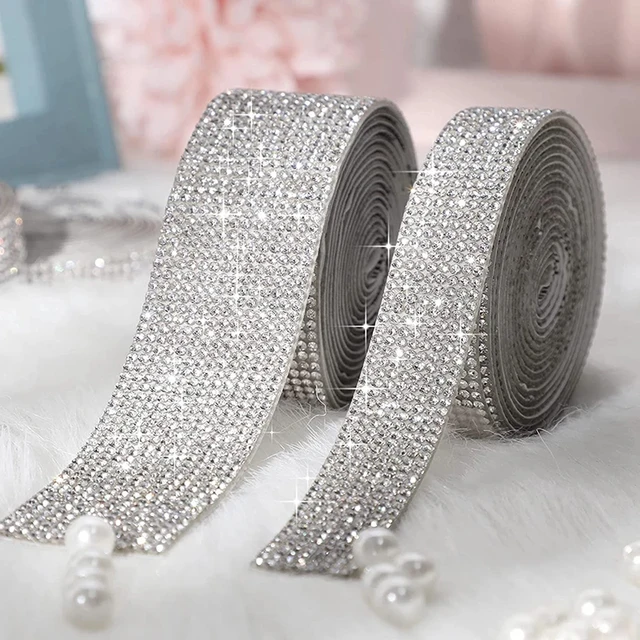 1yard Self-Adhesive Rhinestone Sticker Glitter Crystals Diamond Ribbon 2mm Gem Stickers For DIY Art Crafts Car Phone Decorations