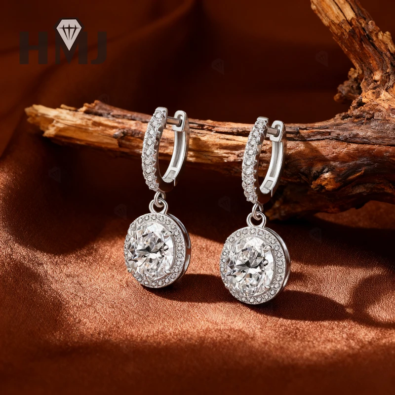 Moissanit-Ohrringe aus 925er Sterlingsilber, ovaler Schliff, D-Farbe/Grün, VVS1, für Damen, edler Schmuck, Geschenk, Weihnachten, Jahrestag – Detail 9