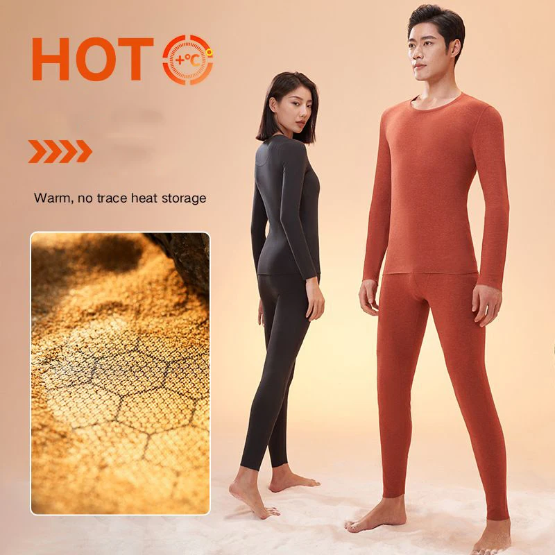 Thermal Underwear Set Women Antibacterial Cashmere Silk Winter Thickened Seamless High Elasticity Round Neck Thermal Clothing