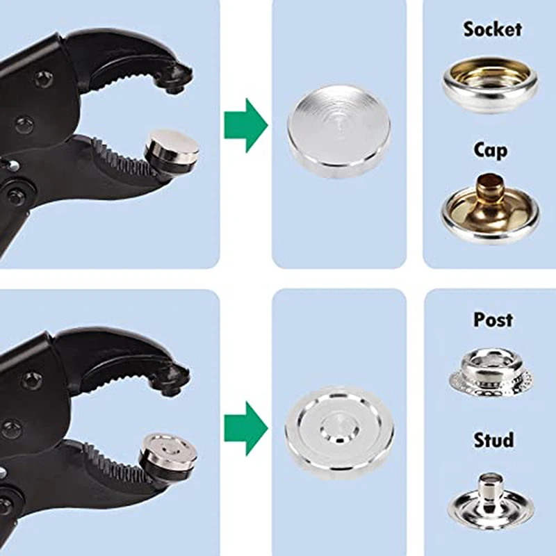 Snap Fasteners Kit Heavy Duty Snap Pliers for Metal Snaps Canvas Kit Tool with 2 Dies for Repairing Boat Covers Canvas