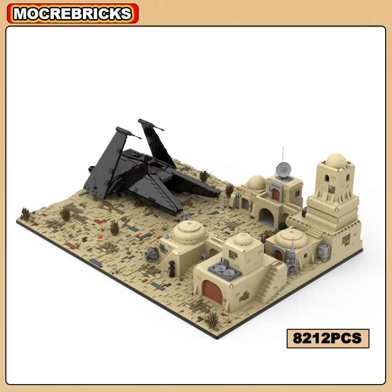 

MOC-155084 Space Film Desert House Building Block Tatooine Base Scene Module with Transport Scythe Brick Toy Children's Gifts