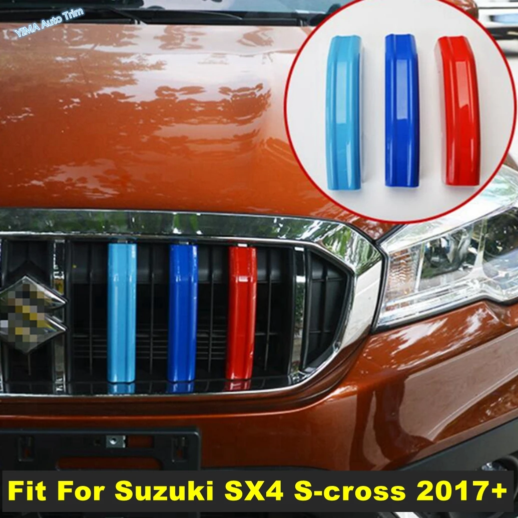 

Car Style Tricolor Front Head Grille Grill Lid Decoration Cover Trim Fit For Suzuki SX4 S-cross 2017 - 2022 Exterior Accessories