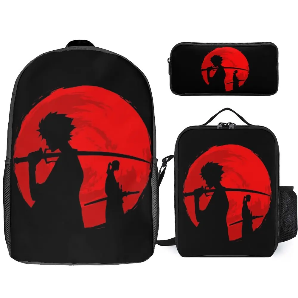 

Vintage Samurai Retro Japanese Gaming 2077 Art Game 11 3 in 1 Set 17 Inch Backpack Lunch Bag Pen Bag Picnics Graphic Vintage Se