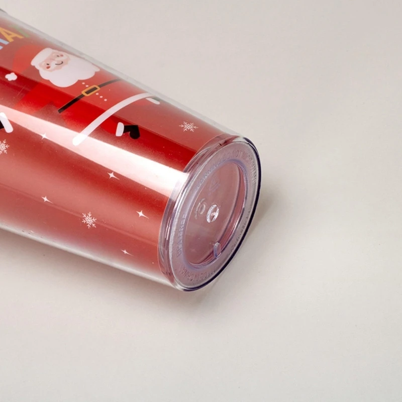 Christmas Cup with Lid Straw Xmas Santa Snowman Tumbler Drinkware Home Decor