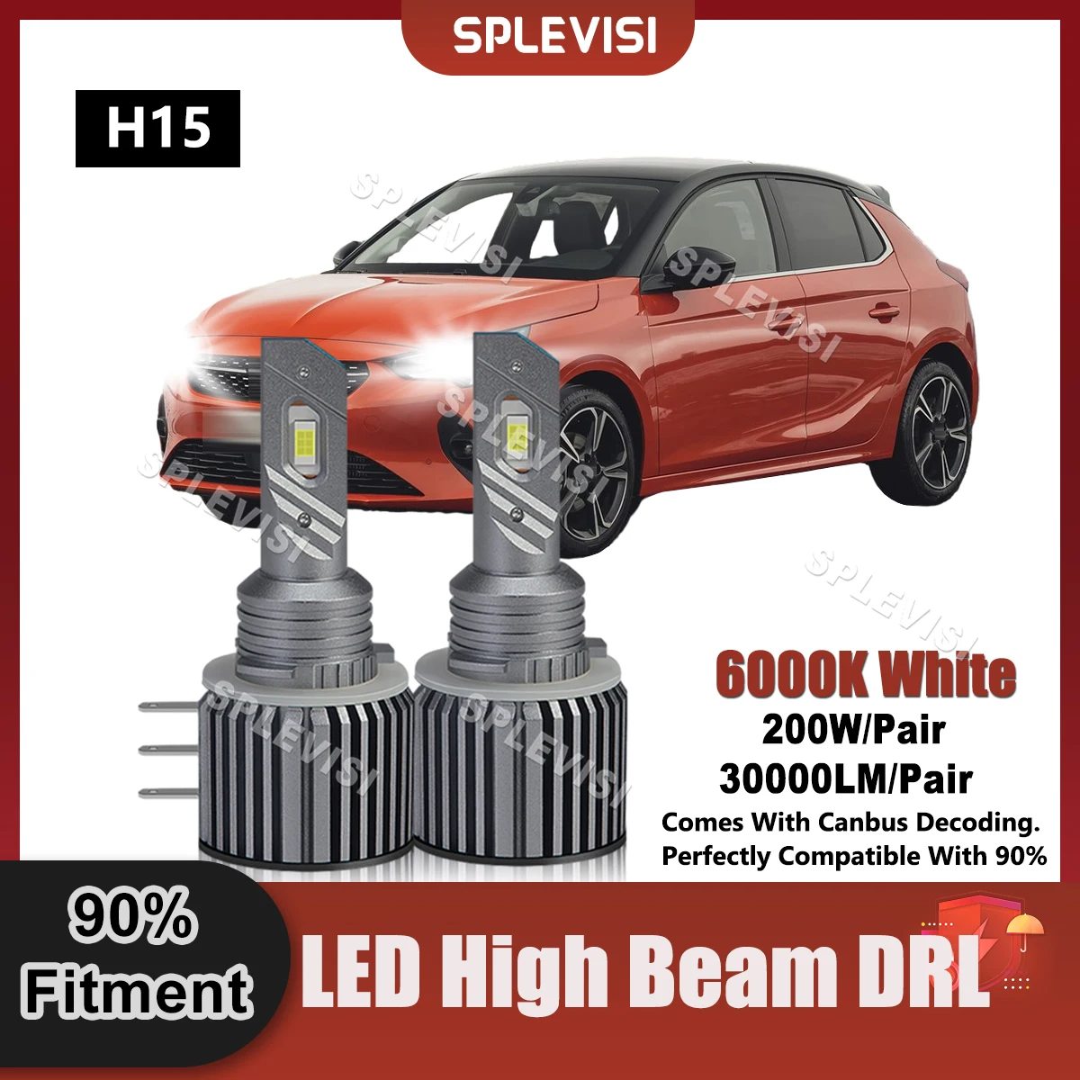 Xenon White H15 Lampadine Canbus Led High Beam Day Running Light Upgrade Per Vauxhall Corsa Mk V 2019 2020 2021 2022 Lampada Per Auto