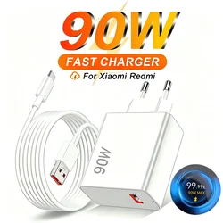 High - Power 90W Turbo Fast EU Charger with Quick Charging Type - C USB Cable - EU Plug - 1m Cable