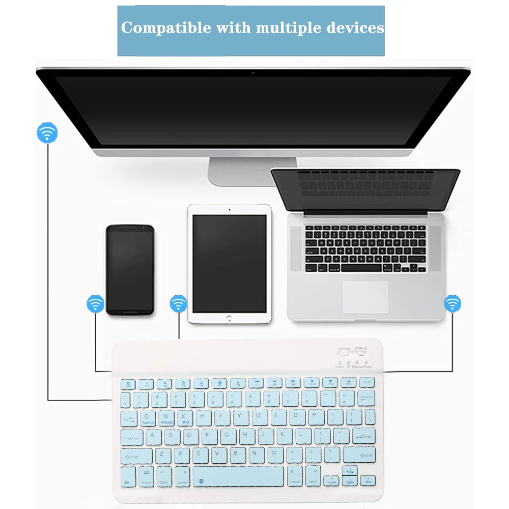 Ultra-Slim Bluetooth-Compatible Keyboard Portable Mini Wireless Keyboard Rechargeable for iPad Tablet Phone iOS Android Windows