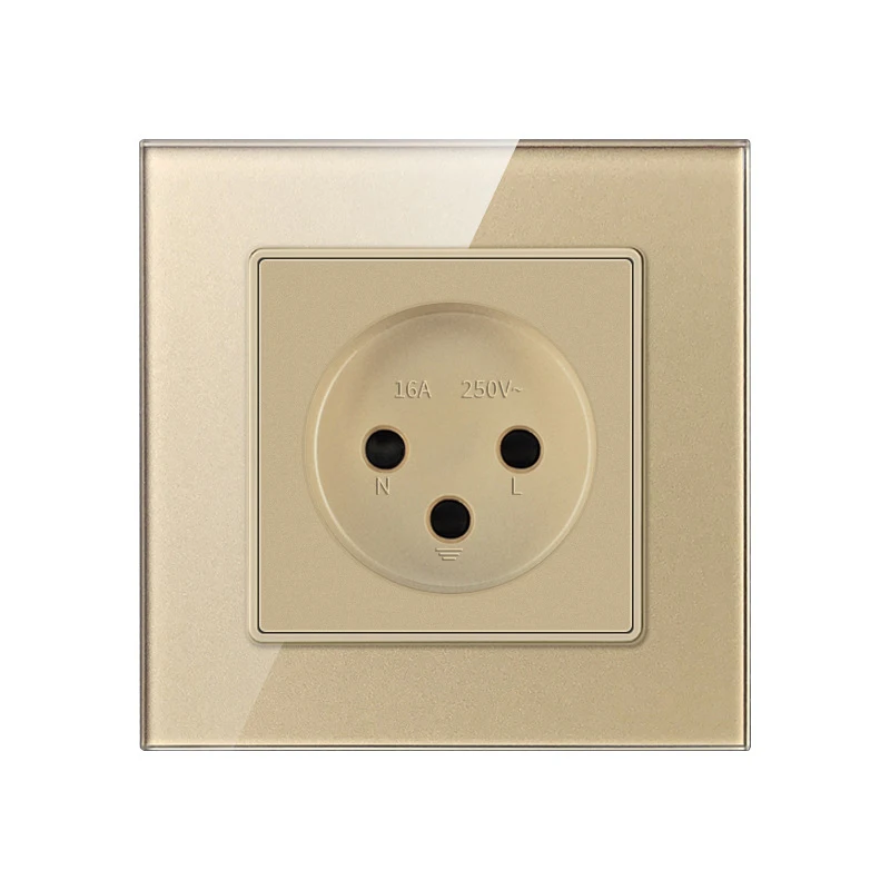 Israel Standard Wall Outlet Electricity Power Socket Switch Crystal Glass Panel 16A 250V Plug 3pins Israel Home wall socket parts