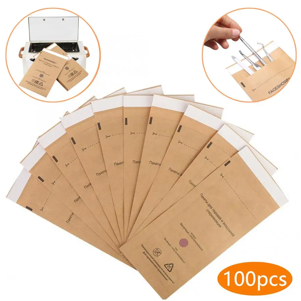 

100PCS Disposable Sterilization Cosmetics Nail Tool Bags Disinfection Machine Accessories Sterilization Bag Manicure Supplies