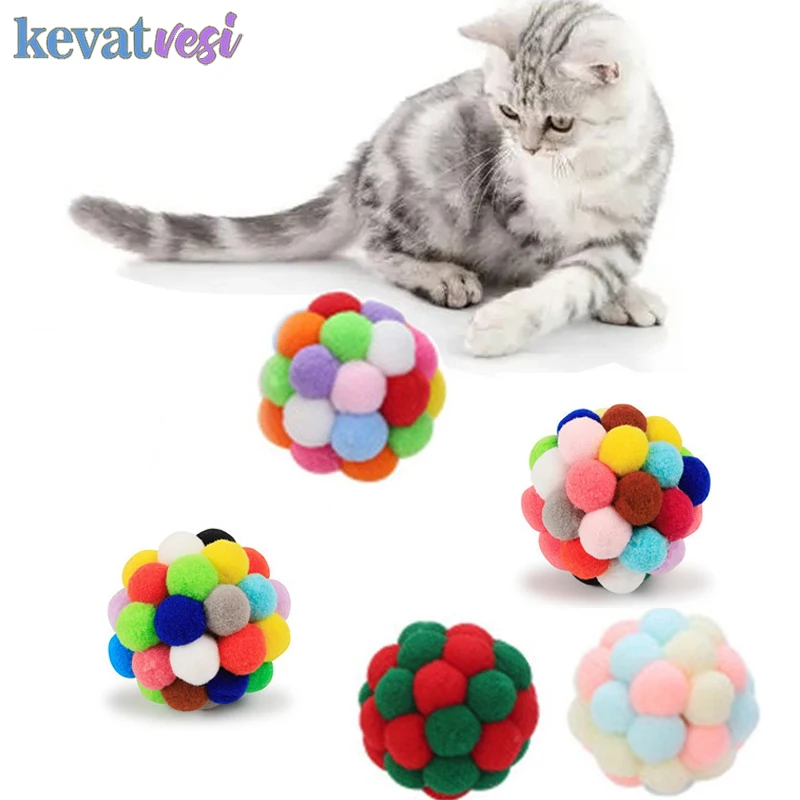 

5/10Pcs Interactive Cat Toy Colorful Plush Sound Balls Pet Toys Kitten Puppy Bouncy Ball with Bell Cats Catch Toy Pets Supplies
