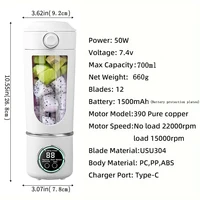 USB Rechargeable Portable Juicer for Juicer Kitchen Helper, Mini Ice Crusher， Portable Mug, Single Cup with Dual Lids 2