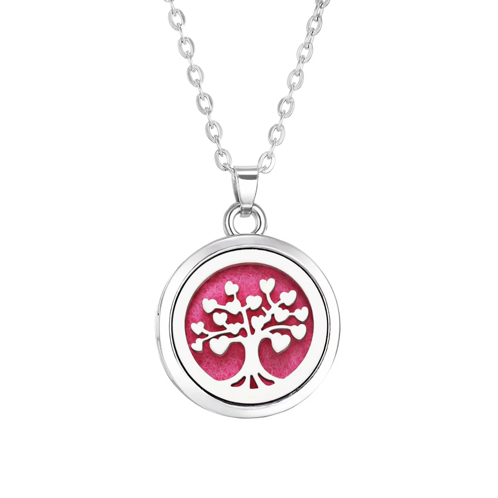 Tree of Life Aromatherapy Necklace - Essential Oil Diffuser Locket in Stainless Steel