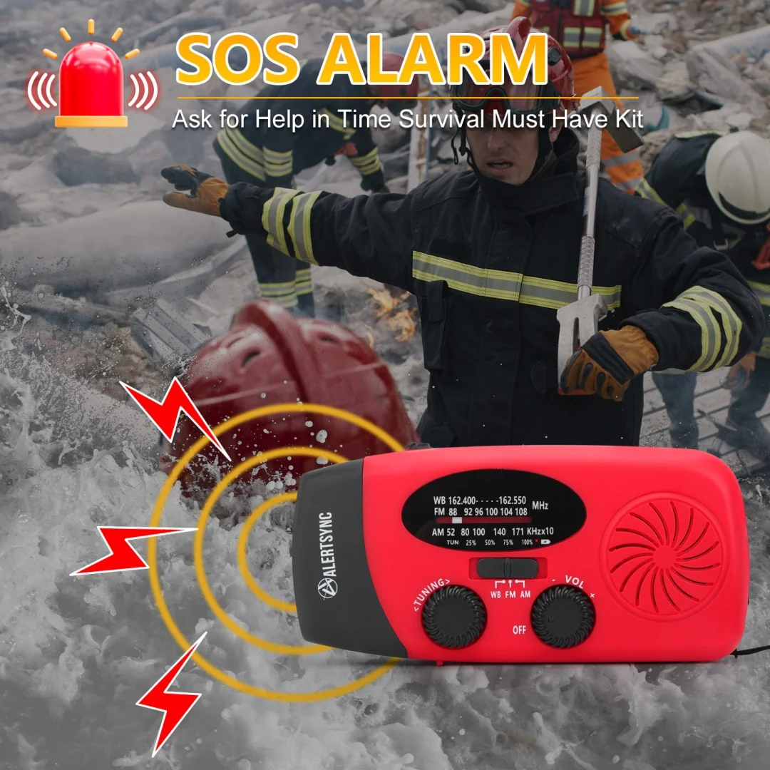 Portable Hand Crank Emergency Radio with Flashlight and Phone Charger