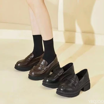2026 Spring and Autumn Fashion New Style Casual Comfortable Versatile Women's Le Fu Shoes Retro Shallow Mouth Single Shoes 1