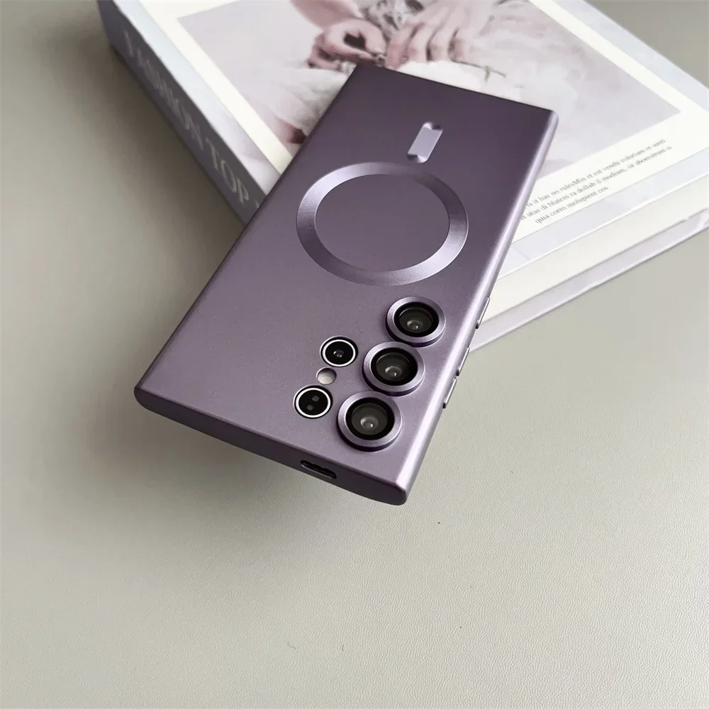 Enhanced Plating Silicone Magnetic Wireless Charging Case with Lens Protection Cover