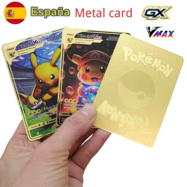 10000ps arceus vmax pokemon cartões de metal espanhol pikachu charizard  vstar dourado limitado crianças presente jogo coleção cartões