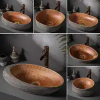 เซรามิคอ่างล้างหน้ารูปไข่ retro ล้างครัวเรือนตารางห้องน้ํายุโรป Jingdezhen 1