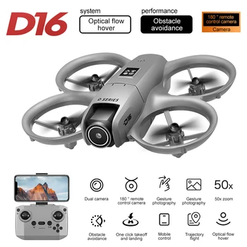 2025 D16 Mini Drone Telecamera HD 4K 1080P 180 ° Obiettivo Dron Professionale Evitamento Ostacoli Flusso Ottico FPV Dron RC Quadcopter Giocattoli