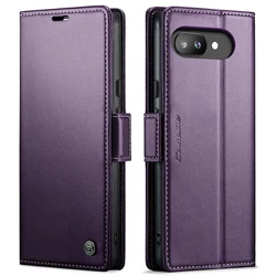 Luxury Leather Wallet Phone Case with Card Holder and Magnetic Closure for Google Pixel 9 Pro XL (Purple)