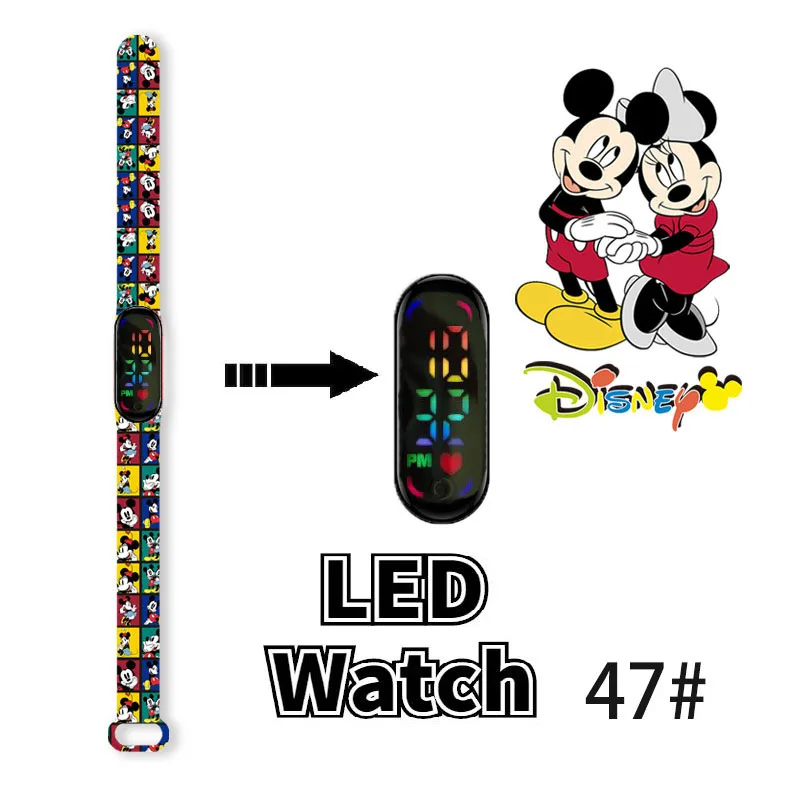 Disney Mickey Minnie Children's Watch Cartoon Character Donald Duck Daisy LED Electronic Sports waterproof Bracelet kids Watches 3